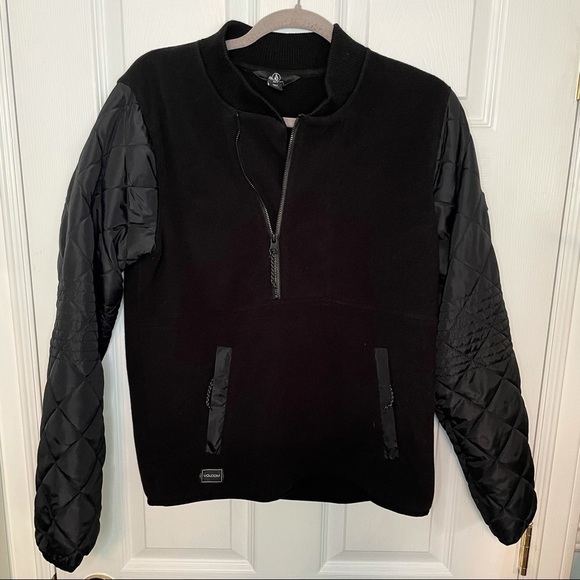 VOLCOM Black Fleece Quilted 1/2 Zip pullover Jacket Small - Picture 1 of 6